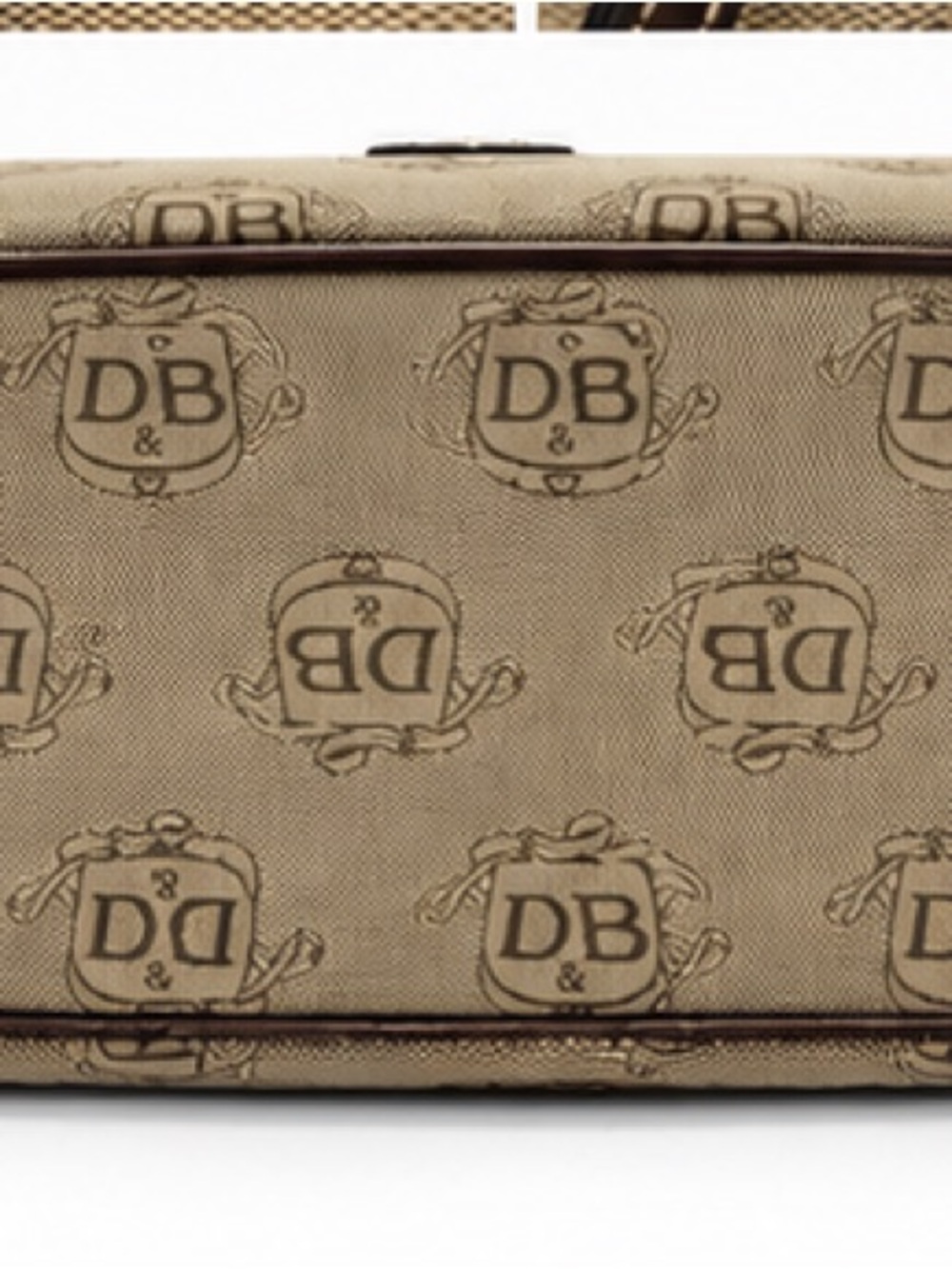 Dooney & Bourke Beige Monogram Tote with Dark Brown Leather Trim - Picture 8 of 9